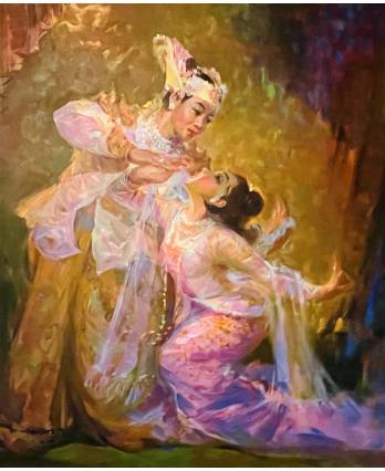 a painting of couple dancing